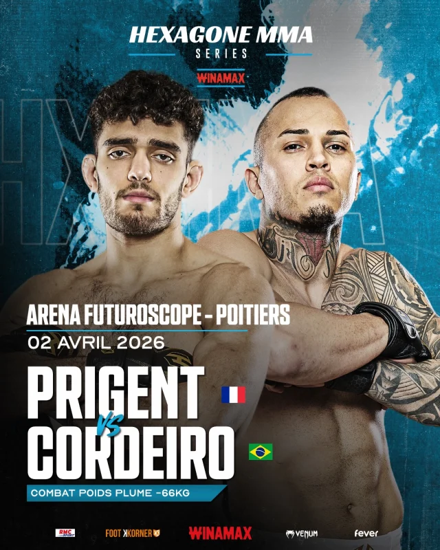 𝐇𝐄𝐗𝐀𝐆𝐎𝐍𝐄 𝐌𝐌𝐀 𝐒𝐄𝐑𝐈𝐄𝐒 𝐚𝐫𝐫𝐢𝐯𝐞 𝐚̀ 𝐏𝐨𝐢𝐭𝐢𝐞𝐫𝐬 𝐩𝐨𝐮𝐫 𝐮𝐧𝐞 𝐬𝐨𝐢𝐫𝐞́𝐞 𝟏𝟎𝟎 % 𝐟𝐢𝐠𝐡𝐭 ! 🔥
📍 Arena Futuroscope - 𝐏𝐨𝐢𝐭𝐢𝐞𝐫𝐬, 𝐥𝐞 𝟎𝟐 𝐚𝐯𝐫𝐢𝐥 𝟐𝟎𝟐𝟔

🚨 Nouveau chapitre pour les HEXAGONE MMA SERIES : direction Poitiers pour une soirée où les combattants entreront dans la cage avec une seule mission… marquer les esprits !

🔵 Au programme : un concept unique réunissant combattants locaux, prospects français et jeunes talents du MMA, tous déterminés à saisir leur chance et à briller sous les projecteurs. 🚀
Chaque combat peut tout changer. Chaque victoire peut ouvrir les portes des plus grandes cartes HEXAGONE MMA. 🏆

🎟 La billetterie est ouverte ! Réservez vos places dès maintenant !
(lien en bio du profil @hexagonemmafr)

🔵 HEXAGONE MMA SERIES POITIERS
📅 02 avril 2026
📍 Arena Futuroscope Poitiers

📲 Suivez-nous pour ne rien manquer de l’actualité HEXAGONE MMA WINAMAX !

#HEXAGONEMMA #MMA #HXMMA #FrenchMMALeague #SERIES