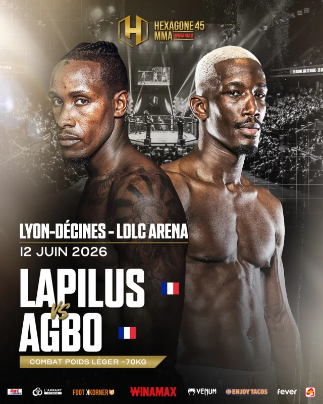 🚨NOUVEAU BANGER À LA LDLC ARENA DE LYON DEVANT 12.000 PERSONNES sur une carte historique ! 🔥

Après avoir été sorti du tournoi à 100.000€ des -70kg en quart de finale, « La Pieuvre » est de retour dans la cage et accepte tous les défis. 🐙

Eren Agbo affrontera la nouvelle signature Hexagone MMA : L’experimenté et redoutable Damien Lapilus, le vétéran revient sur le circuit français avec la rage au ventre et la ferme intention de tout anéantir sur son passage.

Donnez-nous vos pronostics dans les commentaires 👇

🎟️ Une soirée incroyable s’annonce à Lyon le 12 juin, prenez vos places ! 
(Lien en bio du profil)

#HEXAGONEMMA #HXMMA45 #MMA